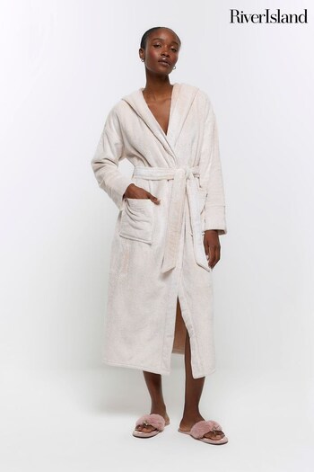 River Island Brown Fluffy Hooded Dressing Gown (Q45867) | £45