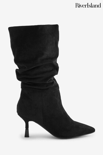 River Island Black Slouch High Leg Boots (Q45871) | £60