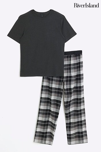 River Island Black Pyjama Top and Bottom Set (Q45879) | £28