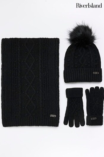 River Island Black Cable Knit Gift Set (Q45927) | £40