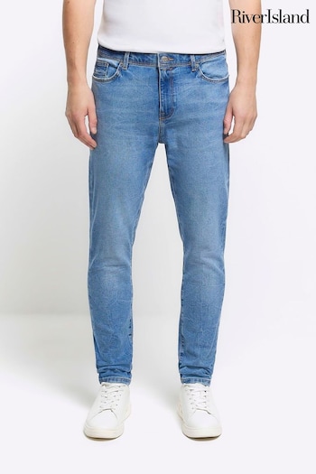 River Island Blue Light Wash Skinny Jeans knot (Q45953) | £30