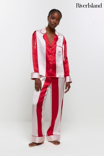 River Island Red Stripe Satin Pyjama Trousers (Q45955) | £25