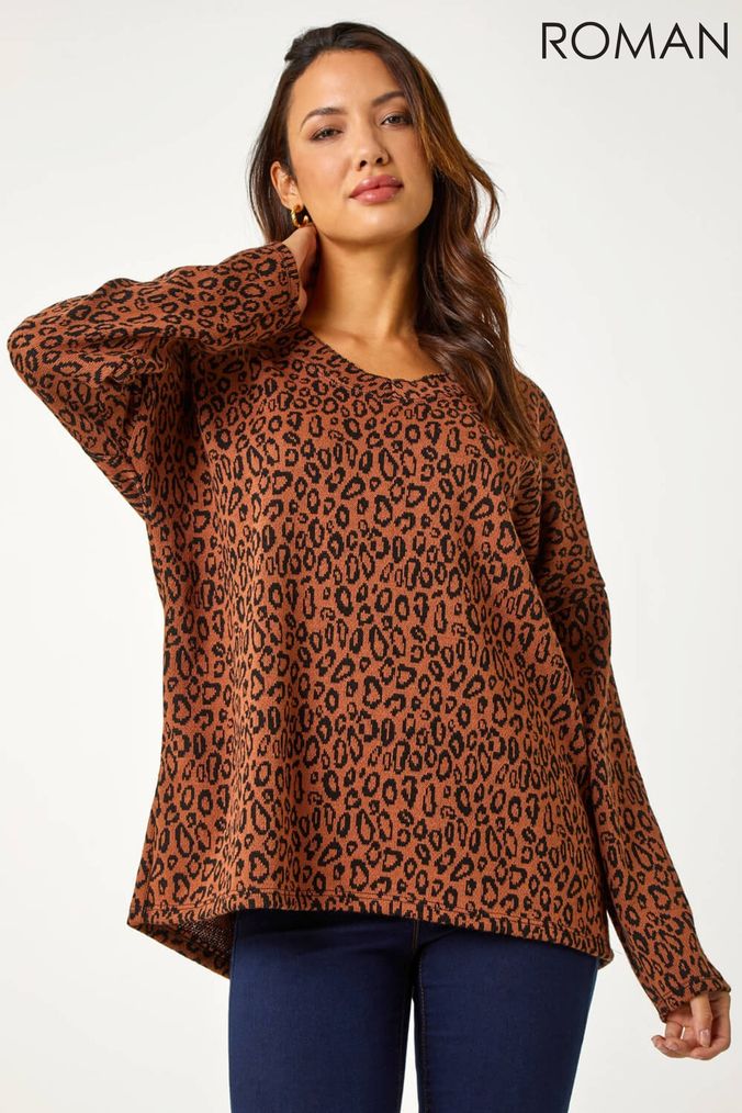 Orange stripe shop leopard jumper