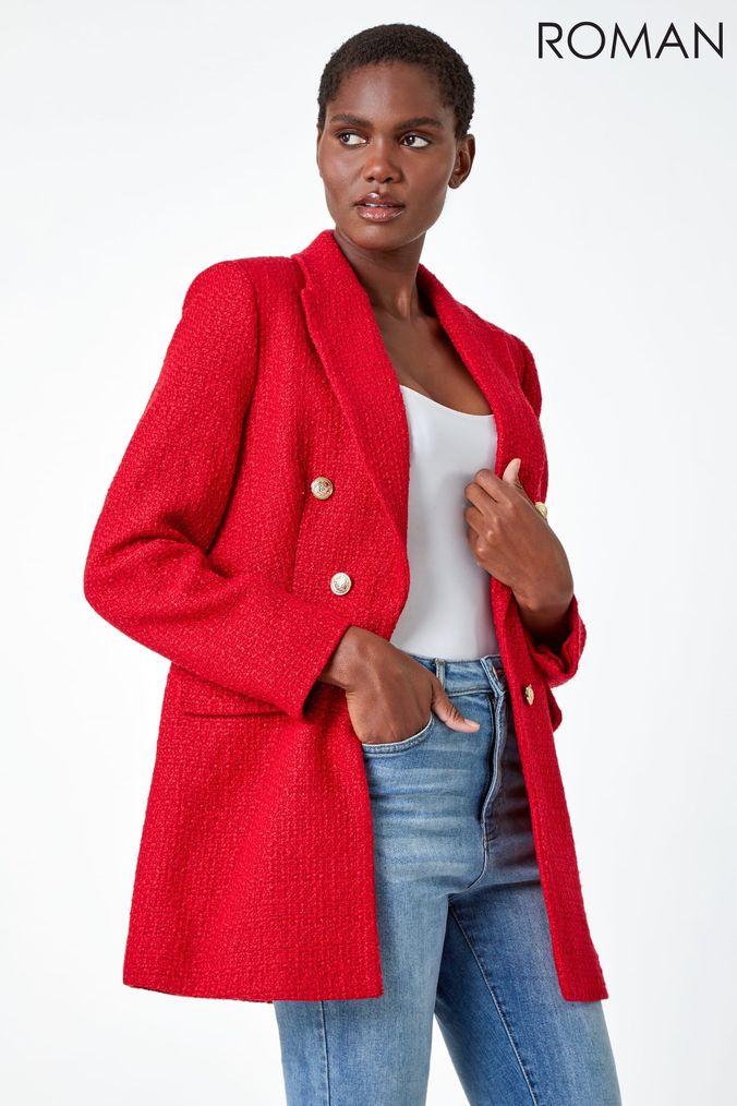 Long red shop blazer womens