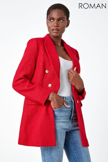 Roman Red Tailored Longline Boucle Jacket (Q45970) | £65