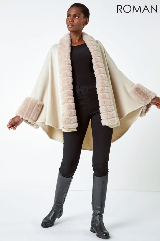 Buy Women s Ponchos Faux Fur Coatsandjackets Online Next UK