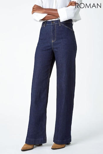 Roman Blue Wide Leg Stretch Denim Jeans (Q45993) | £42