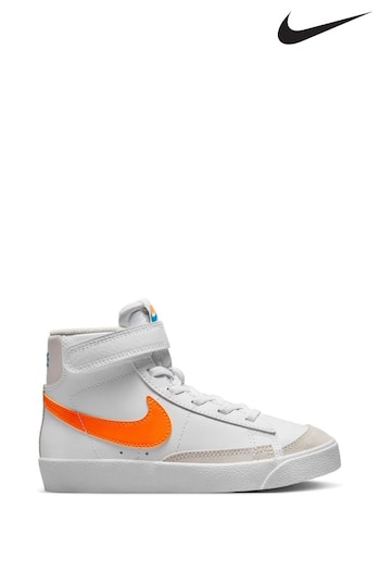 Nike ones White/Orange Blazer 77 Mid Junior Trainers (Q46086) | £53