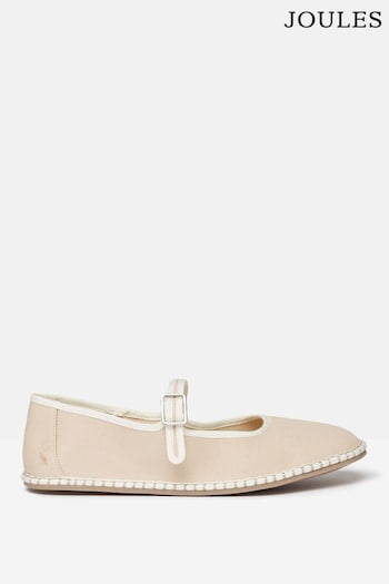 Joules Maddison Neutral Canvas Mary Jane Shoes (Q46097) | £39.95