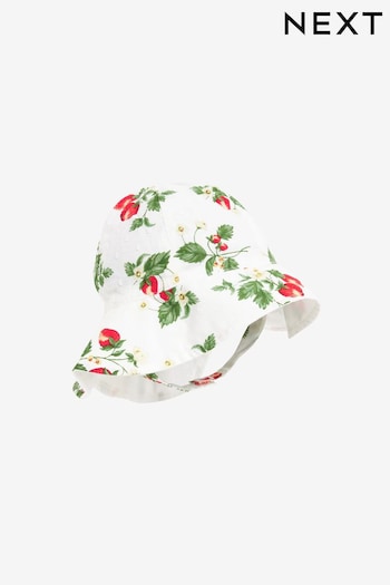 Red/White Srawberry Print block Wide Brim Bucket Hat (0mths-2yrs) (Q46113) | £8.50
