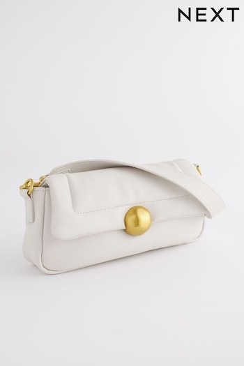 White Orb Clasp Padded Shoulder Bag (Q46125) | £28