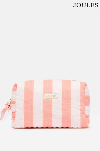 Joules Lillia Pink & Orange Striped Wash Bag (Q46139) | £24.95