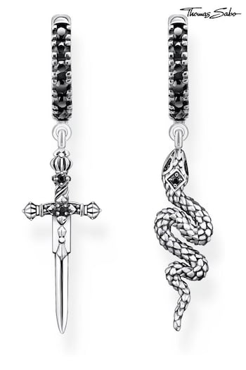 Thomas Sabo Black Mystic Snake 925 Silver (3D) Earrings (Q46170) | £198