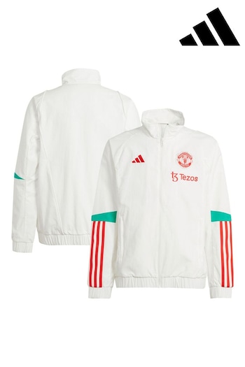 adidas White Manchester United Training Presentation Jacket (Q46282) | £75