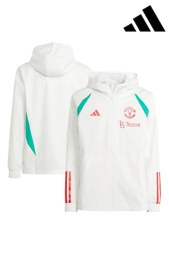 adidas White Manchester United Training All-Weather Jacket (Q46323) | £80