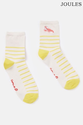 Joules Embroidered Yellow/White Ankle Socks (Q46338) | £7.95