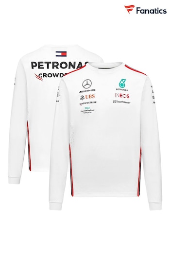 Fanatics Mercedes AMG Petronas F1 2023 Team Long Sleeved Drive White T-Shirt (Q46516) | £66