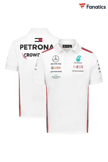 Fanatics Mercedes AMG Petronas F1 2023 Team White Polo Shirt (Q46565) | £76