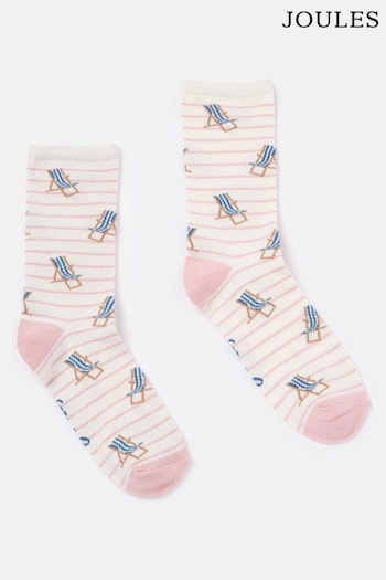 Joules Pink/White Excellent Everyday Single Ankle enough (Q46651) | £7.95