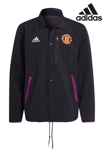 adidas Black Manchester United Travel Coaches Jacket (Q46878) | £85