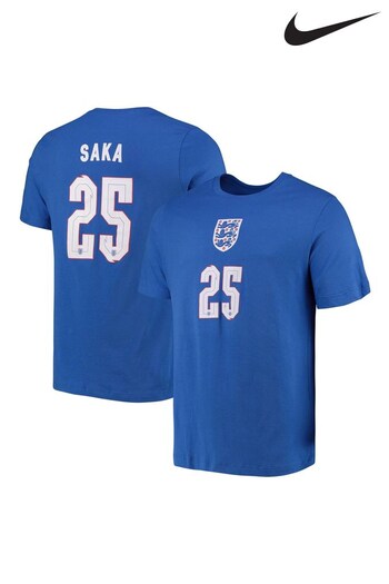 Nike Blue England Saka No 25 Name and Number T-Shirt (Q46974) | £28