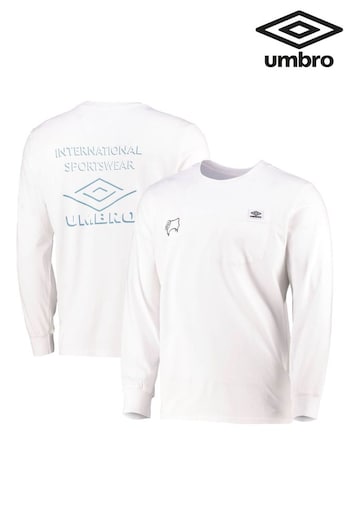 Umbro White Large Derby County Logo Long Sleeve Pocket T-Shirt (Q46979) | £40