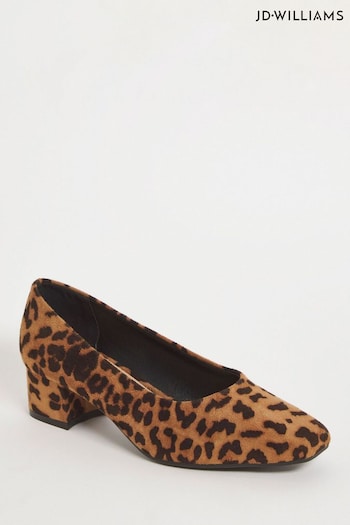 JD Williams Leopard Print Wide Fit Flexi Sole Court Shoes (Q47239) | £33