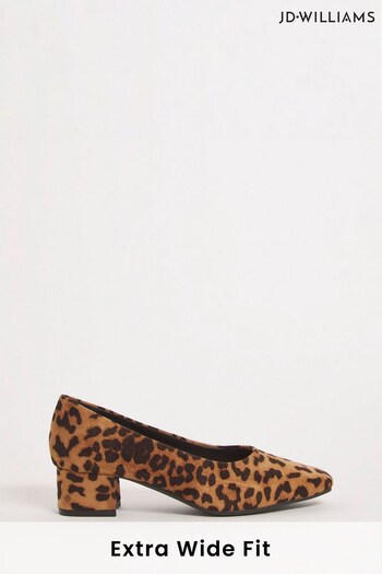 JD Williams Leopard Print Extra Wide Fit Flexi Sole Court Shoes (Q47249) | £33