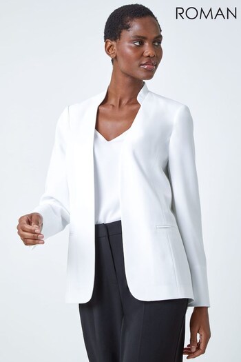 Roman White Smart Collar Longline Blazer Jacket (Q47298) | £42