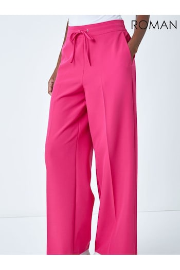 Roman Pink Wide Leg Stretch Back Trousers (Q47322) | £30