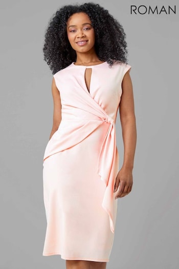 Roman Pink Petite Sleeveless Keyhole Side Twist Dress (Q47545) | £50