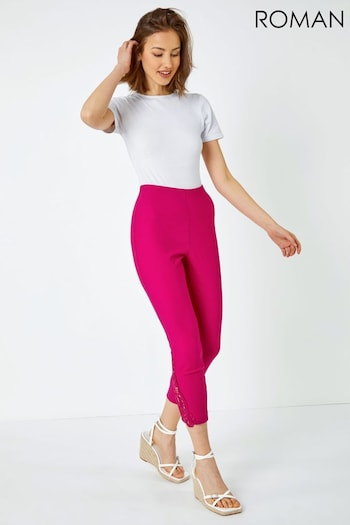 Roman Pink Lace Insert Crop Stretch Trousers (Q47566) | £26