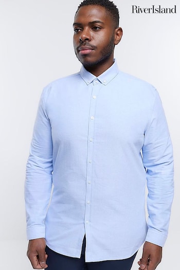 River Island Blue Big and Tall Stretch Oxford DOMREBEL Shirt (Q47890) | £20