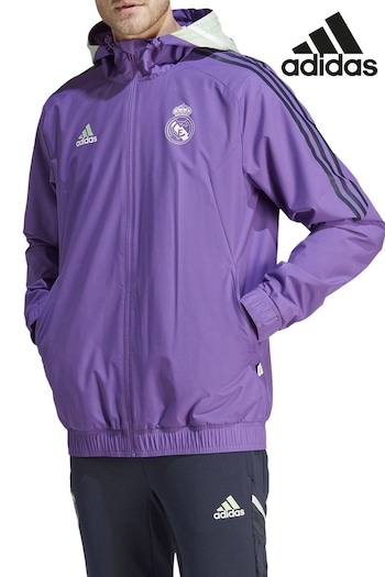adidas sweater Purple Real Madrid Training All Weather Jacket (Q47960) | £80