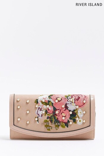 River Island Pink Embroidered Peal Foldout Purse (Q48039) | £22