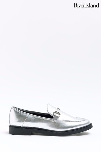 River Island Silver Flat Snaffle Loafers (Q48077) | £28