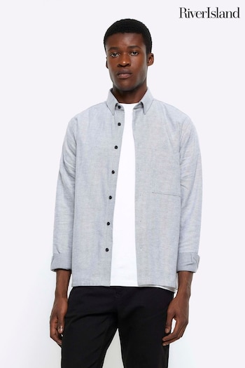 River Island Grey Flannel Twill Shirt (Q48094) | £28