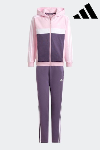 adidas Sea Pink/Purple Colour Block Fleece Tracksuit (Q48196) | £50