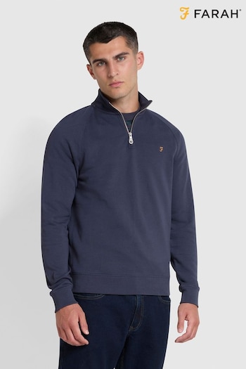 Farah Blue Jim 1/4 Zip Sweatshirt (Q48206) | £75