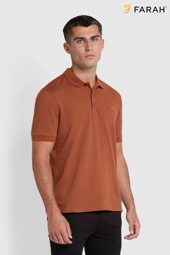 Farah Volo Textured Brown Short Sleeve Polo Shirt (Q48210) | £70