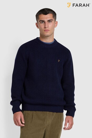 Farah Blue Hayes Crew Neck Sweater (Q48218) | £110