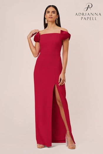 Aidan by Adrianna Papell Red Stretch Crepe Column Gown (Q48229) | £215