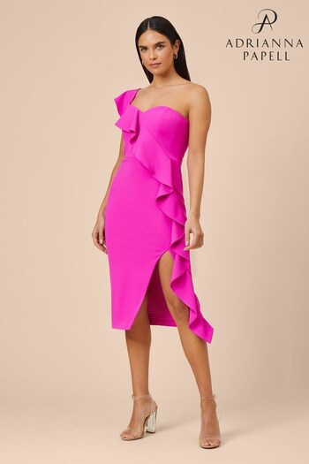 Adrianna Papell Pink Knit Crepe Cocktail Dress (Q48235) | £190