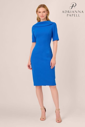 Adrianna Papell Blue Roll Neck Sheath Dress With V-Back (Q48241) | £50