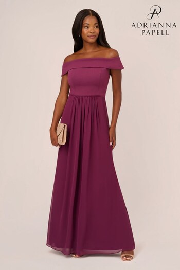 Adrianna Papell Purple Crepe Chiffon Gown (Q48245) | £139