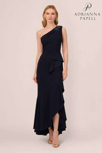 Adrianna Papell Blue Studio Beaded Knit Crepe Gown (Q48257) | £149