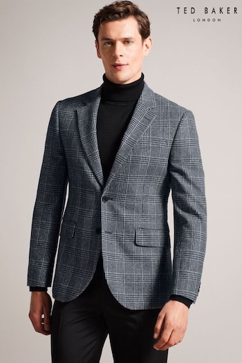 Ted Baker Grey Alfiej Wool Blend Check Jacket (Q48280) | £245