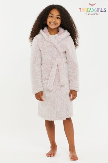 Threadgirls Pink Teddy Hooded Dressing Gown (Q48290) | £18
