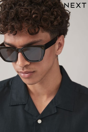 Black Angled Wayfarer Polarised Sunglasses (Q48298) | £16