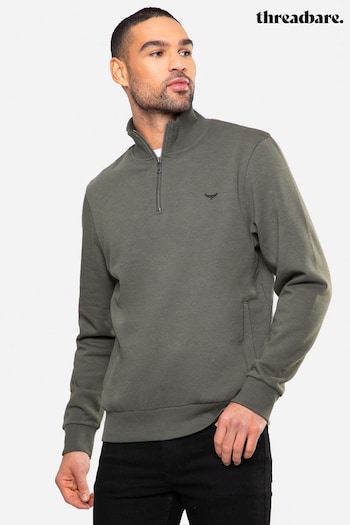 Threadbare Green Quarter Zip Neck Sweatshirt (Q48525) | £22